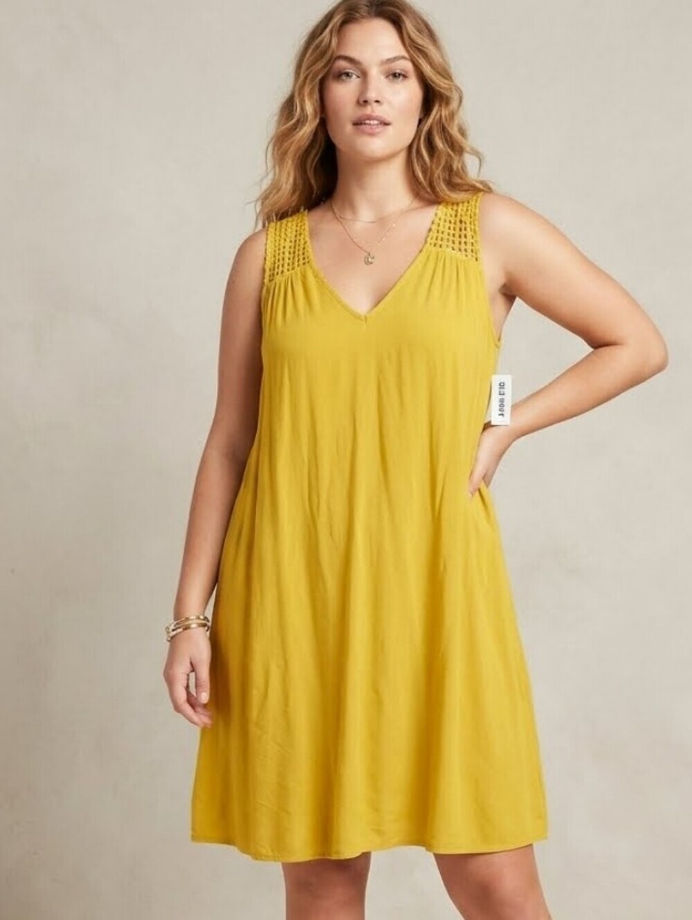 Old Navy Yellow Neon Rayon Plus size Sleevesless midi dress size XXL NWT